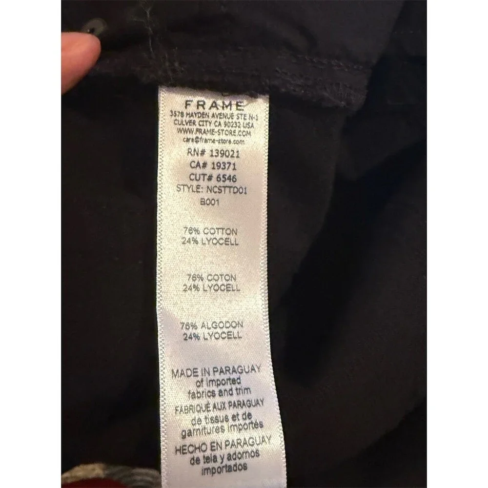 FRAME The Straight Baggy Jeans Womens Size 32 Black Wide-Leg Raw Hem - Picture 11 of 12